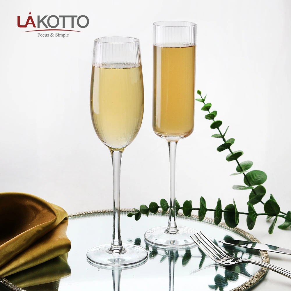 265ml Copa de vino hecha a mano con champán acanalado Copa de vino romántico Copa de vino esencial Fiesta