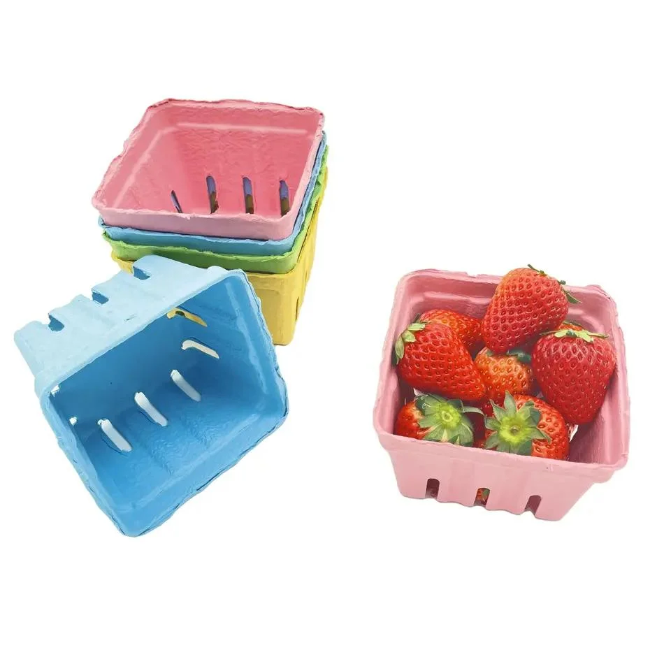 Benutzerdefinierte Farbe Größe Gemüse Obst Verpackung Box Kommissionierung Pulp Berry Warenkorb Pints Günstige Pulp Fiber Berry Korb Lieferant