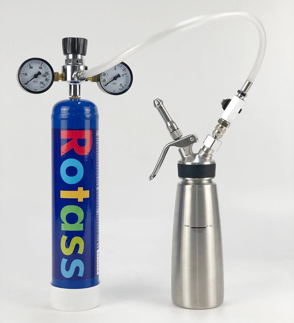 Rotass Vente en gros d'oxyde nitreux 0,95L Bouteille d'oxyde nitreux N2O pour crème fouettée Gaz hilarant Prix bas 580g Chargeur de crème fouettée de qualité alimentaire