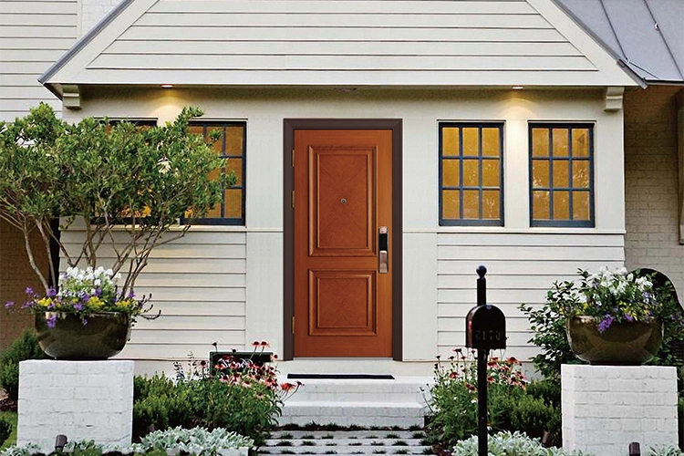 Double Leaf Lacquer Wood Veneer Timber Entrance Door