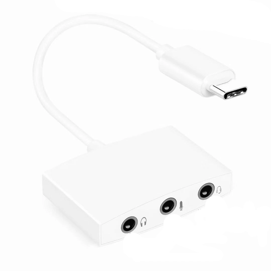 Anera Vente chaude 3 en 1 Adaptateur audio externe Typec carte son avec USB stéréo 7.1 canaux virtuelle