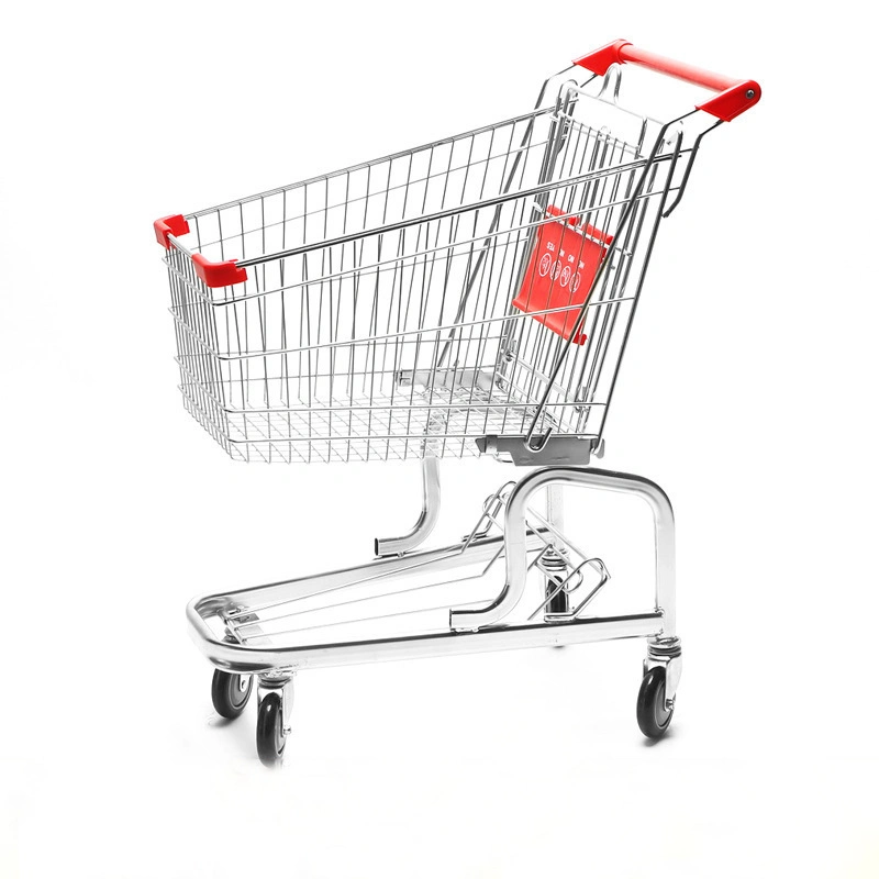 Supermarket Shopping Cart Metal Trolle Electroplating Double Layer Shopping Trolley