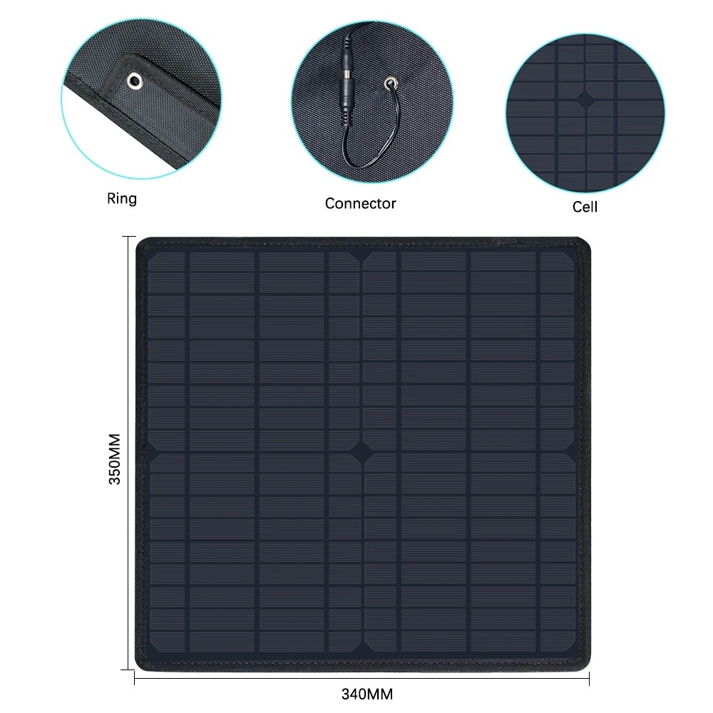 Solarparts 20W 18V Flexible Mono Solar Panel with DC USB Applicable for Motor/Boat/LED/Mobile Phone/Tent/Outdoor Backpacks 12V Battery Charging