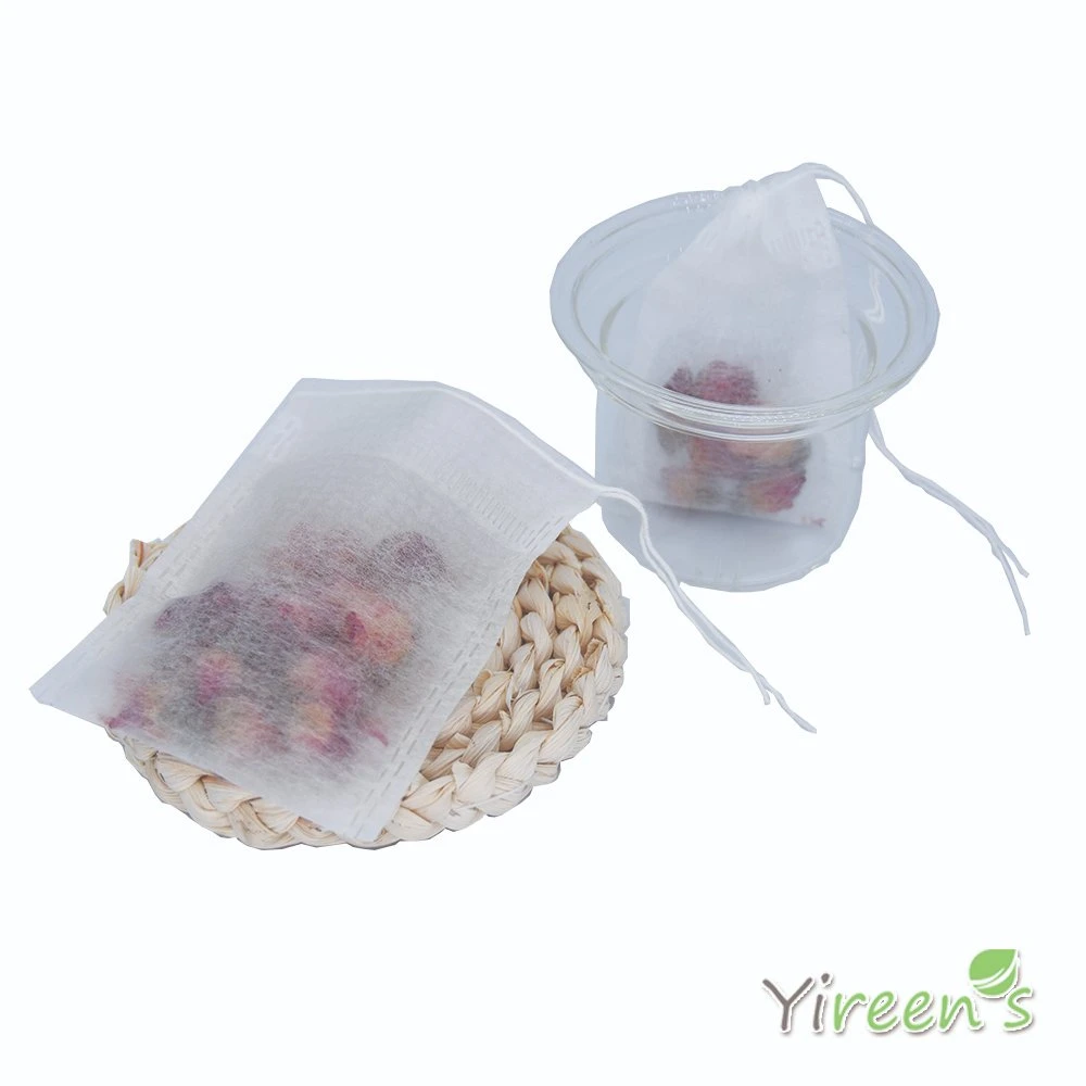 Compostable Ultrasonic PLA Non Woven Fabric Drawstrings Coffee Filter Tea Bags 100 X 120mm