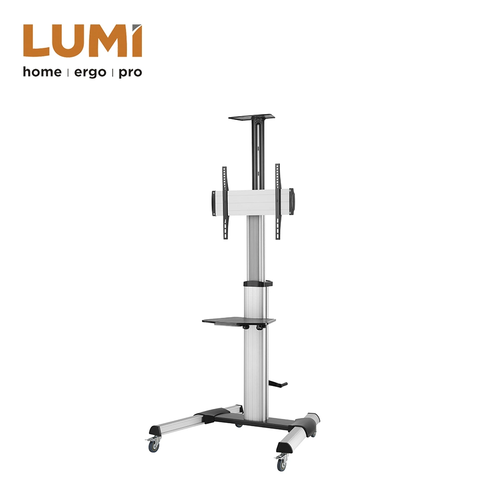 Crank Height Adjustable Aluminum Mobile TV Cart