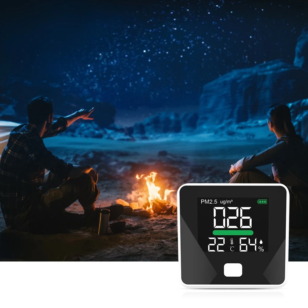 3 en 1 humedad de temperatura portátil con pantalla LED PM2,5 Medidor de polvo