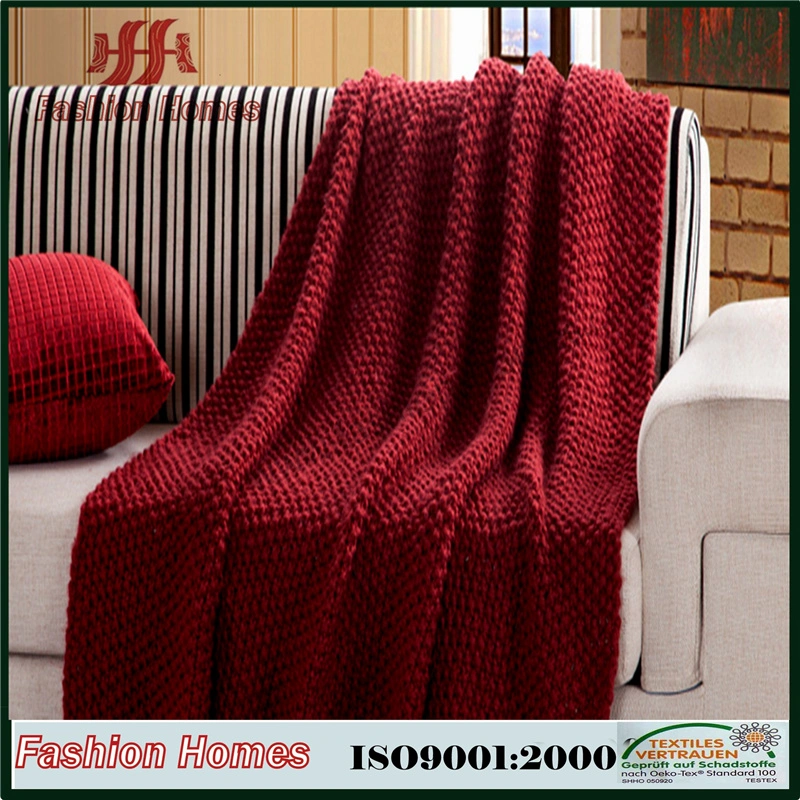 Hot Selling Pure Color Knit Acrylic Throw Blanket