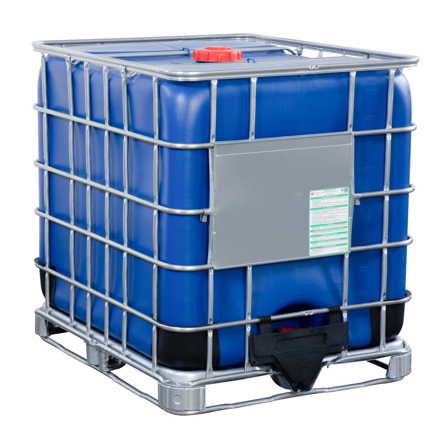 Depósito azul de 1000 litros para armazenamento de líquidos químicos
