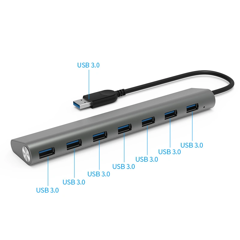 Высококачественный 7-портовый концентратор USB 3.0 с алюминиевым корпусом, реверсивный с питанием Адаптер