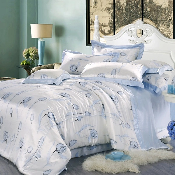 Taihu Snow Home Textile Silk Beautiful Flower Printed Duvet Bedding Set as a Gift