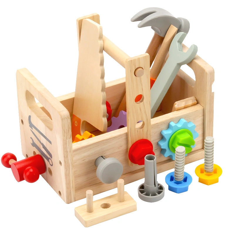 Children's Wooden Portable Toolbox Toys Boys Early Education Puzzle Screw