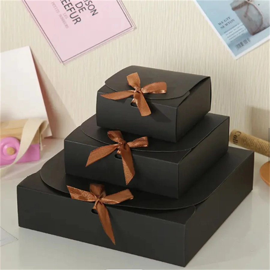 Custom Luxury Black Paper Magnet Foldable Folding Magnetic Gift Box Garment Apparel Clothing Packaging Box with Ribbon