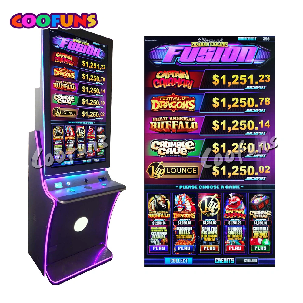 Máquina de Jackpot Multi 5 en 1 Fusion 1 Máquina Tragamonedas Vertical de Juego de Habilidad y Apuestas en Venta.