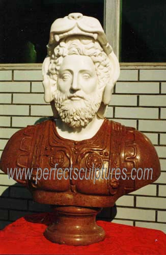 En el interior de la piedra romana tallada en mármol escultura cabeza soldado guerrero de la talla Busto estatua decorativa para el hogar (SY-S315)