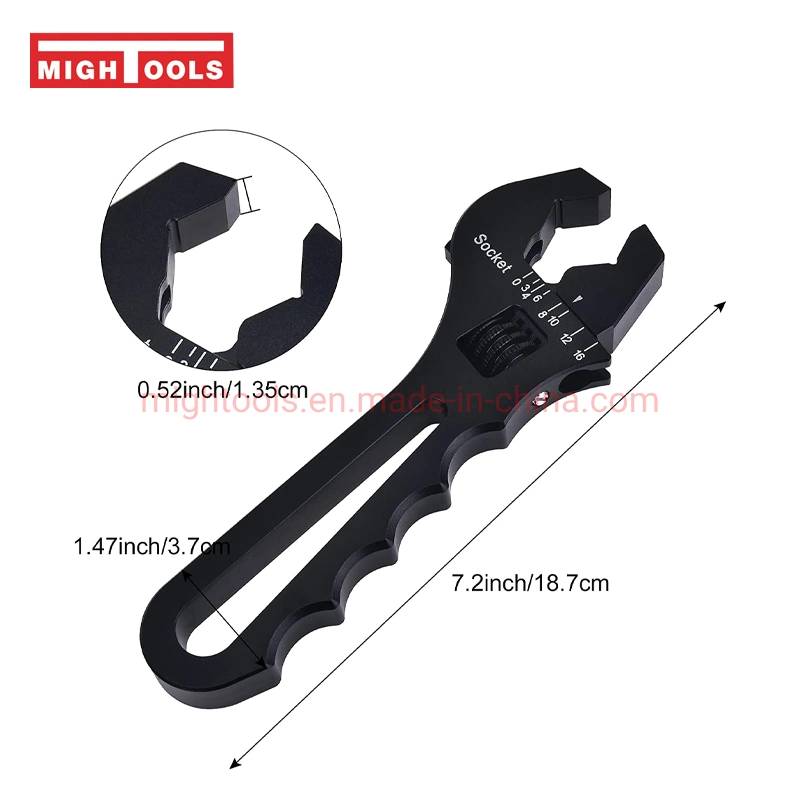 an Hose Fitting Adjustable Wrench Spanner Lightweight Aluminum 3an-16an Black