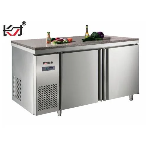 Qbtf2-7 Direct Cooling Restaurant Standing Flat Trolley Commercial Use Cooking Table Mini Refrigerator Freezer Price