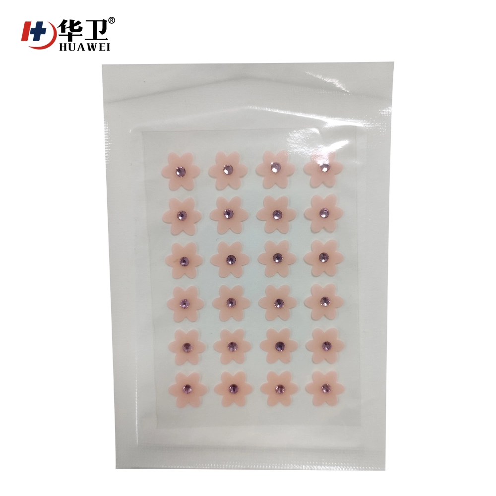 Flower Type Acne Patch with Diamond Hydrocolloid Adhsive Patches Pimple Blemish 24dots/Patch