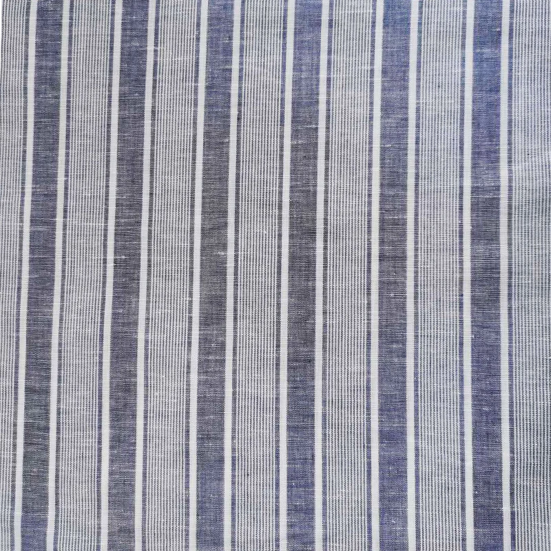 Linen Cotton Fabric for Woven Dress Mens Shirts Wholesale Yarn Dyed Stripe Plain Style Organic Yd Fabric
