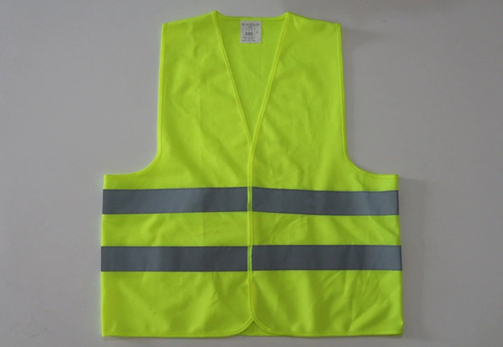 Fluorescent Green Fluorescent Simple Pattern Safety Vests with Reflective Grey Strap