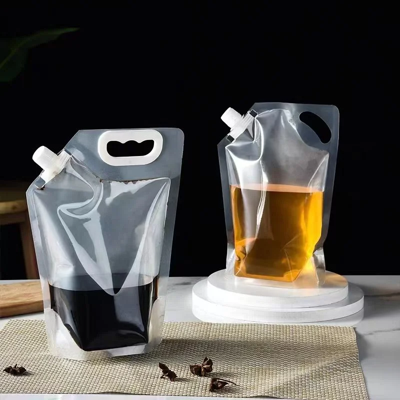 Custom 1L 2L 5L Biodegradable Plastic Beer Beverages Storage Container Pouch Water Liquid Spout Bag Black Yellow White Pink Green Gold Gray Color