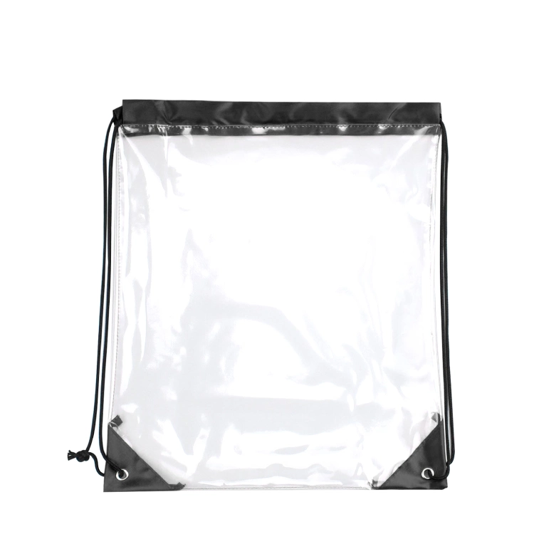 Logo imprimé personnalisé PVC transparent Sac à dos avec cordon haute qualité Promotion plastique transparent Blanchisserie Ladies Sac cadeau Sac à chaussures PVC