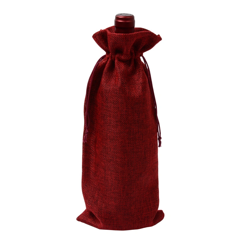 Eco-Friendly Synthetic Jute Wine Drawstring Pouch Bag