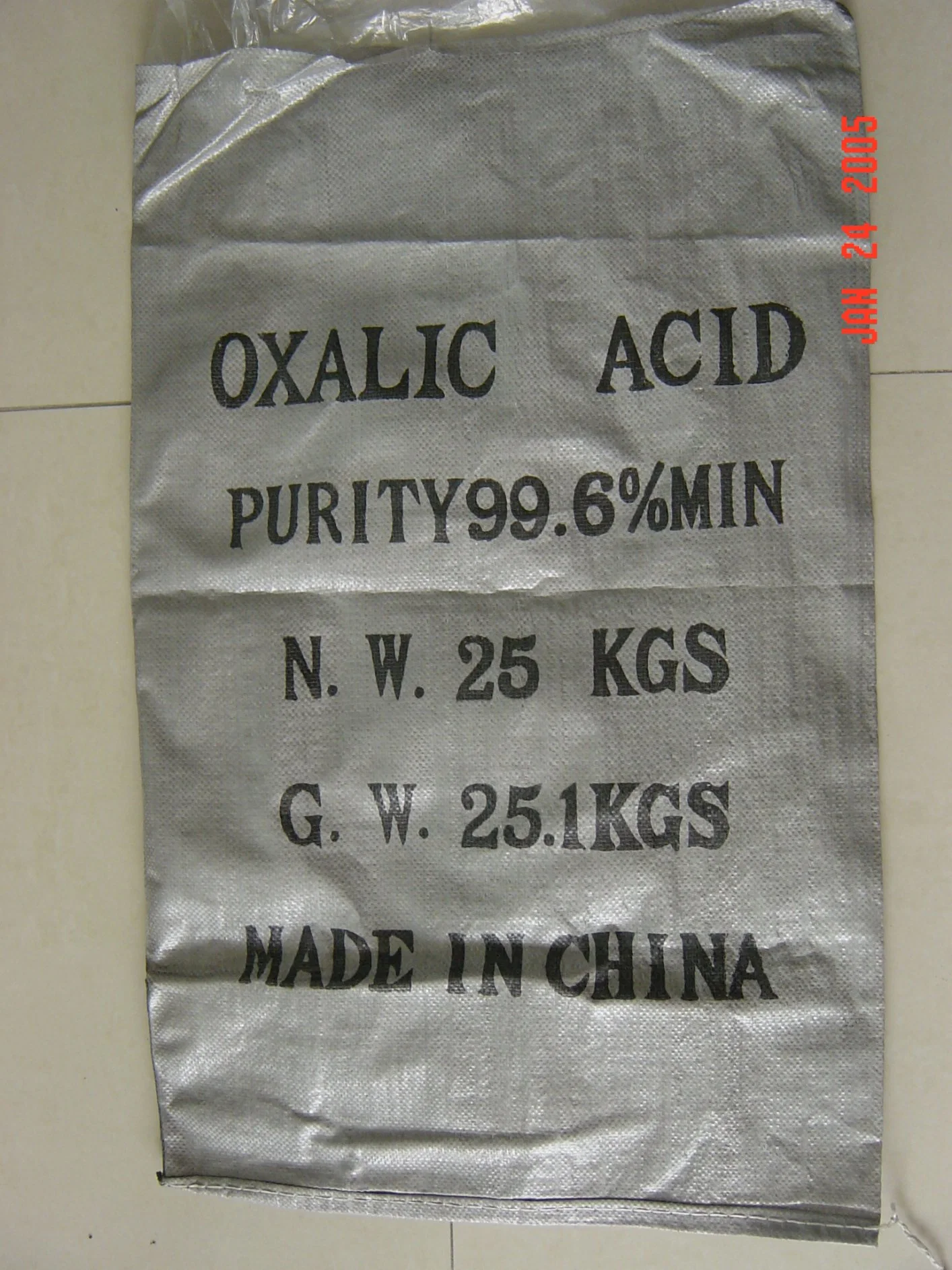 L'acide oxalique de qualité industrielle 99,6%Min sac gris