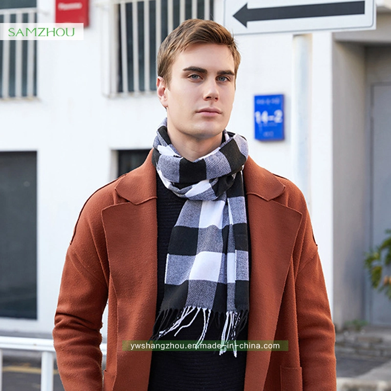 Heißer Verkauf Kaschmir Plaid Schal Mode Herren Schal mit Fransen
