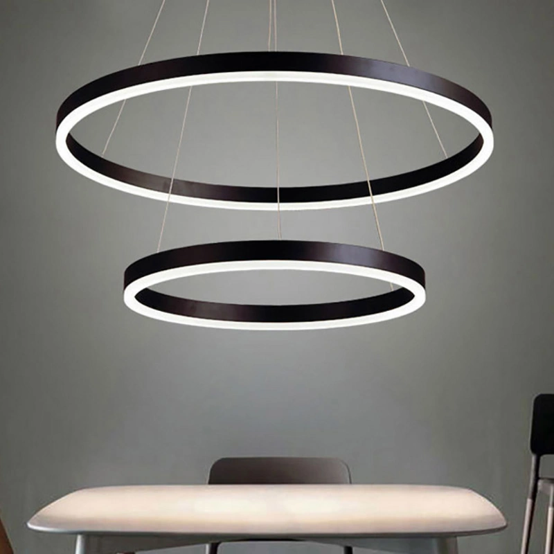 Customized Modern Simple Acrylic Round Circle Ring LED Lamp Bedroom Study Restaurant Stylish Multi-Circular Chandelier Light