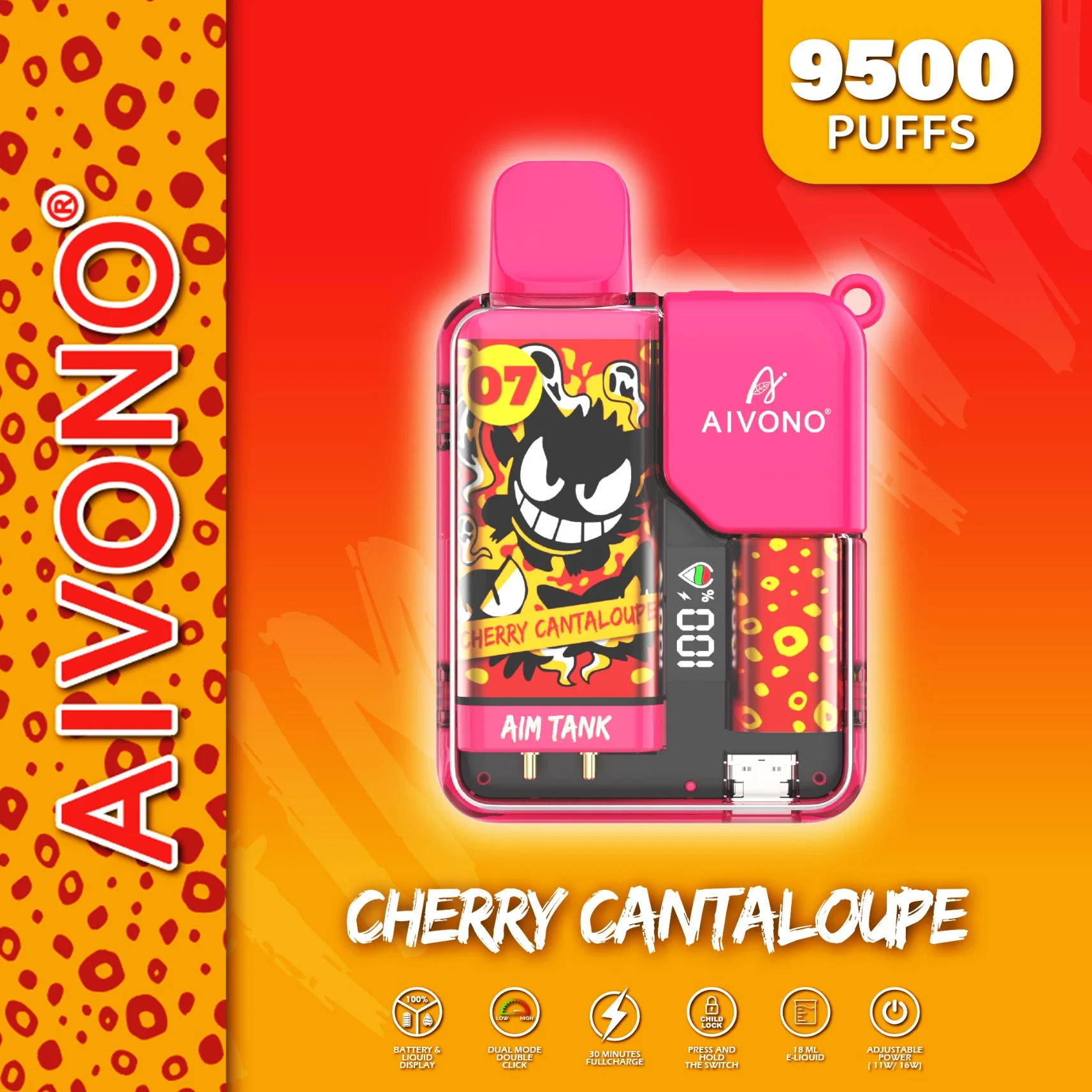 Aivono AIM Tank con una pantalla para mostrar la cantidad De Electricidad y Petróleo 2023 Nueva llegada 9500 Puffs 15 Sabores VAPE desechable Whoelsale