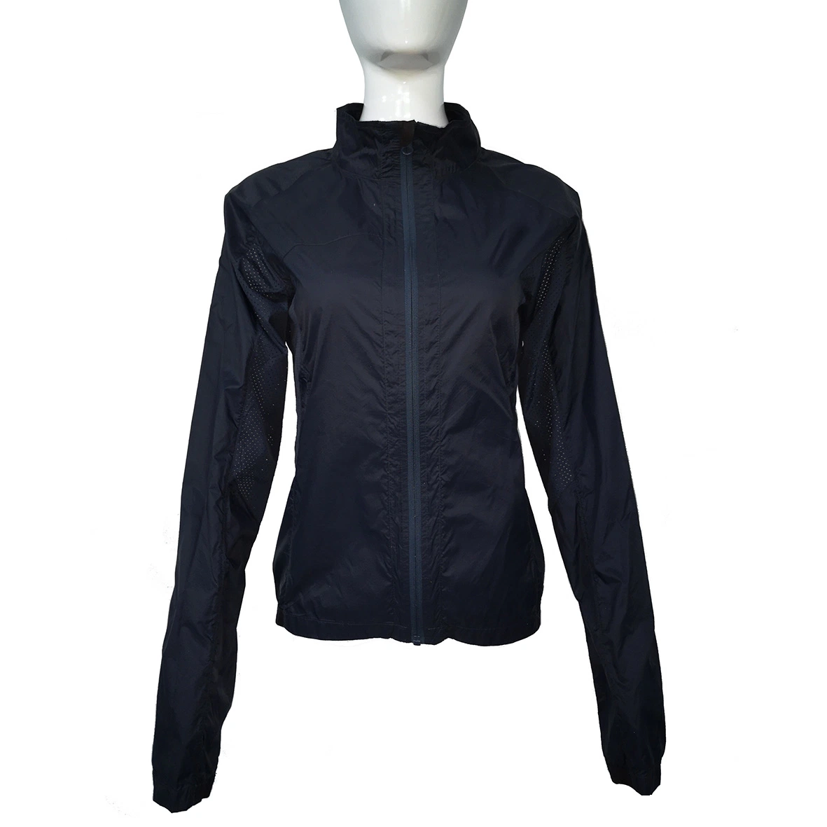 Frauen Schwarz Leichtgewicht Outdoor Sport Kurze Jacke Wasserdicht Atmungsaktive Kleidung Kletterregnerbekleidung