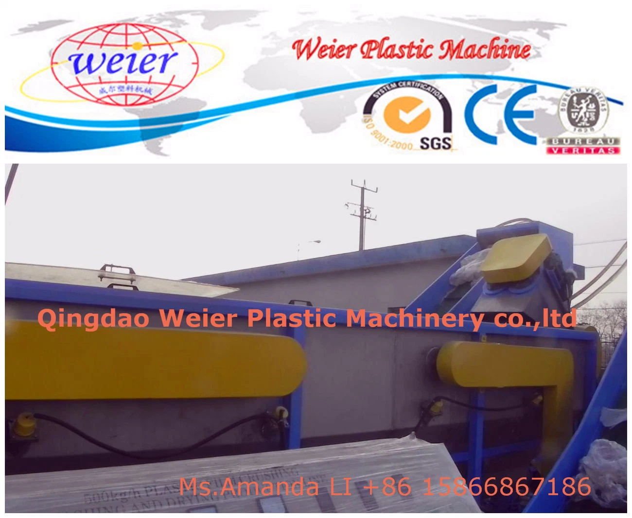 Plastic Recycling PP PE Film Pet Bottle Flakes Washing Line with Ce