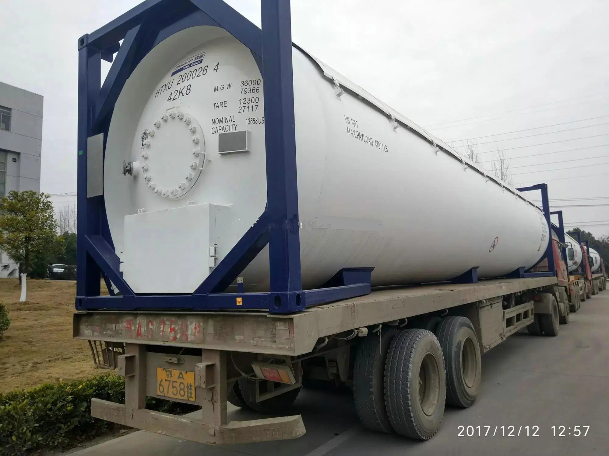 40FT LPG (Propane) ISO Tank Container ASME Standard 51.7m3 Design 15 Years