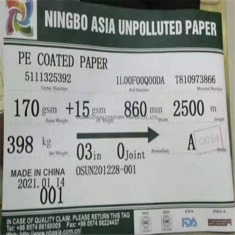 La junta de papel grado alimenticio con PE simple o doble revestido para cuadros de pastel