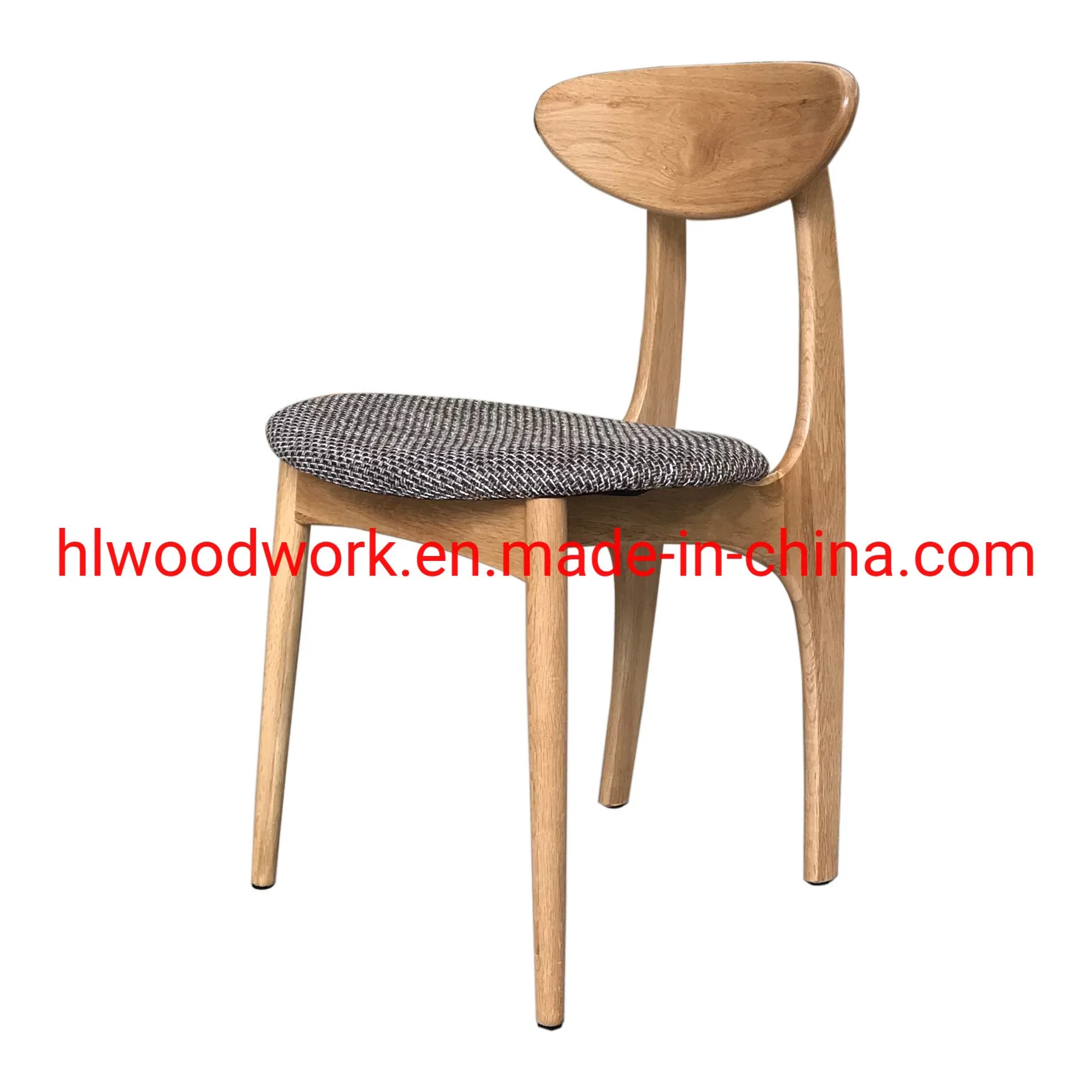 Dining Chair Oak Wood Frame Natural Color Fabric Cushion Brown Color B Style Wooden Chair Furniture Office Furniture