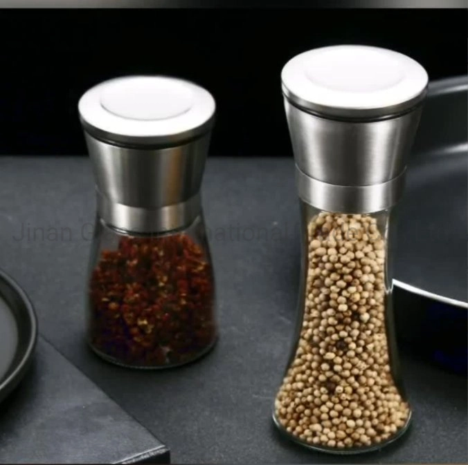 304 Stainless Steel Black and White Pepper Grinder Glass Manual Pepper Coffee Rose Salt Sea Salt Seasoning Bottle