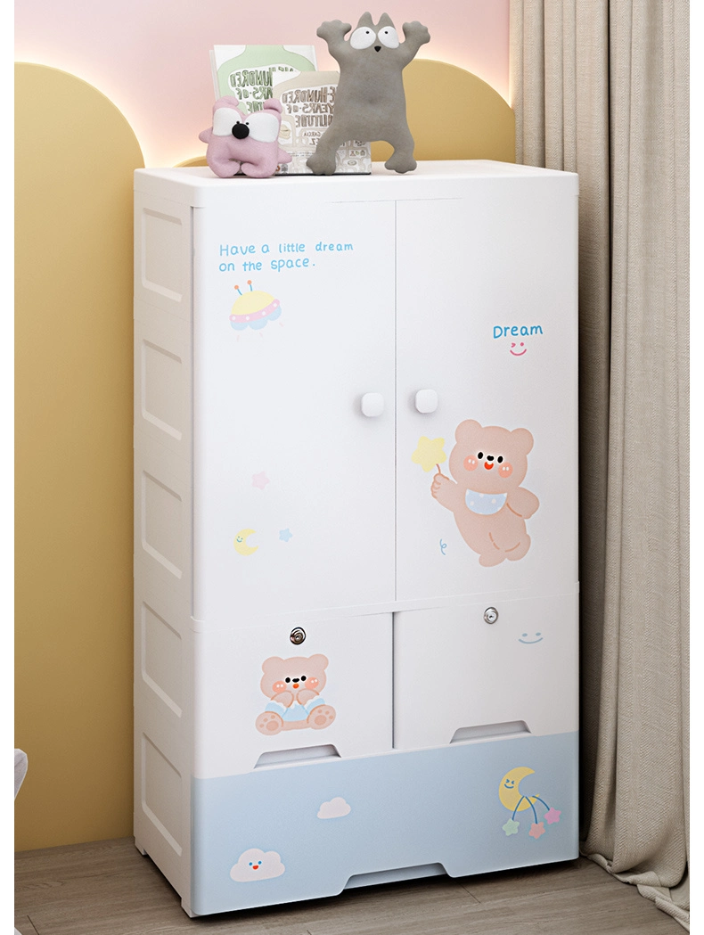 Simple Thickened Household Wardrobe Plastic Storage Cabinet Cartoon Clothing Sorting Box