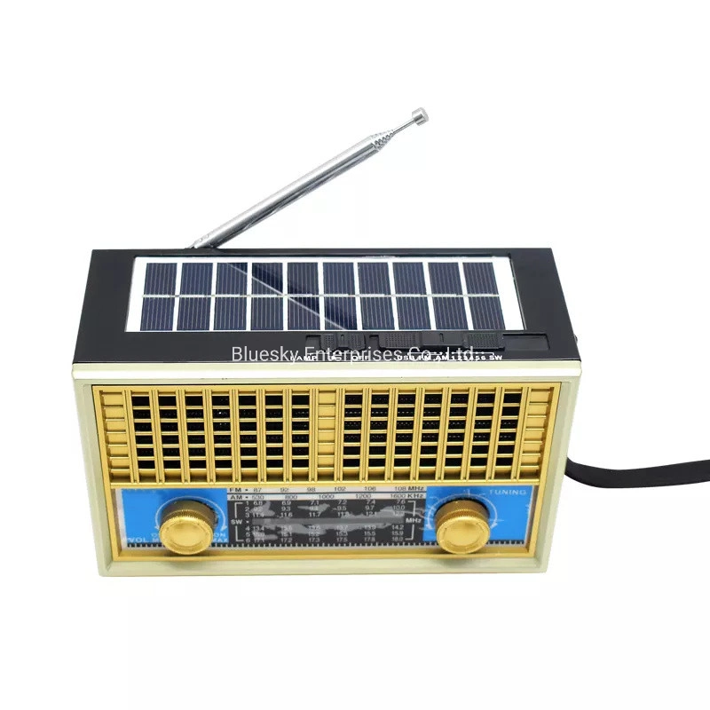 Tw680bts Última Recarga solar inalámbrica USB Mini radio FM Onda corta Soy Sw1-6 8 Multi banda de la Radio con altavoz Bluetooth y linterna LED