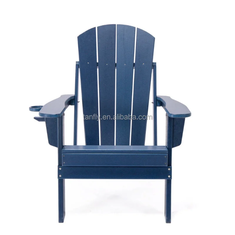 Silla HDPE plástico Patio exterior plegable silla Adirondack HDPE plástico Sillas de madera azul