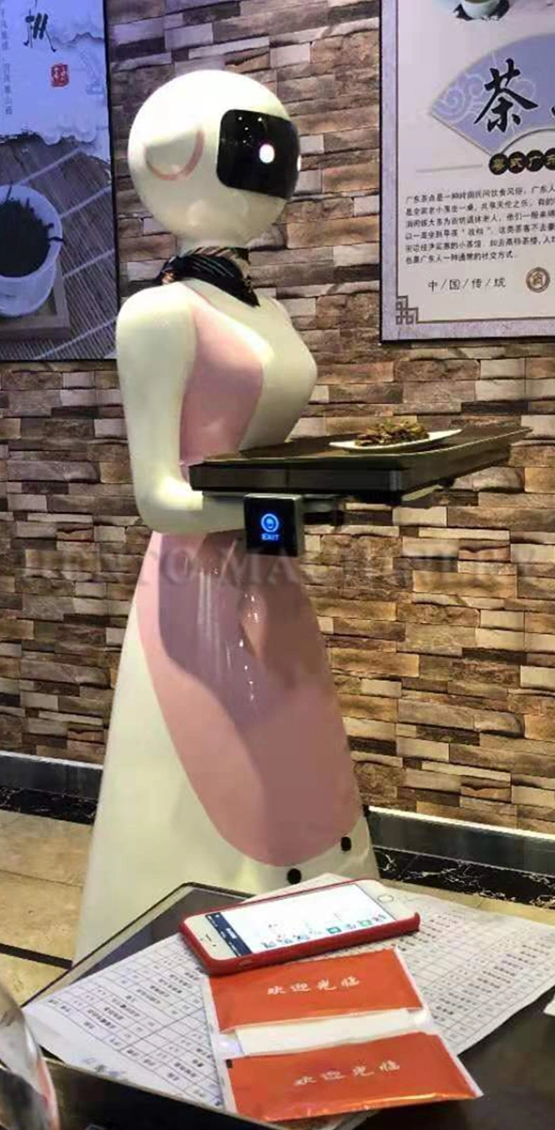 Automatische Hindernisvermeidung Restaurant Service Kellner / Lebensmittel-Delivery-Roboter