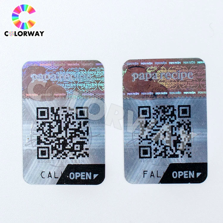 High quality/High cost performance  Anti-Fake Round Square Barcode Random Codes Printed Golden Silver Void Honeycomb Custom Logo Tamper Proof Hologram Sticker