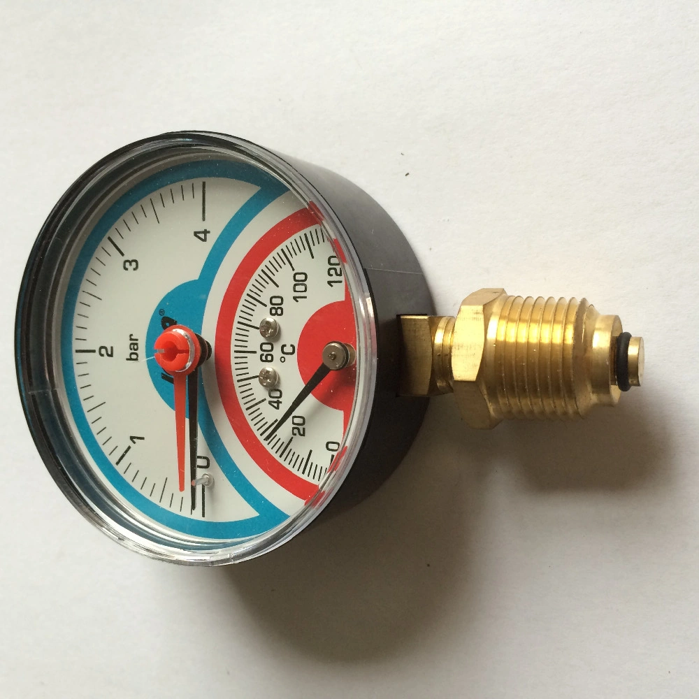 80mm Direct Connection Plastic Case 0-4bar Measuring Purpose Temperature Pressure Gauge