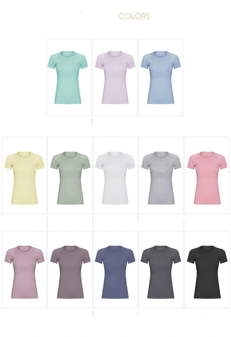 13 Farben Frühling und Sommer Neu Women′ S Quick Dry Kurzarm-Sport-T-Shirt Mädchen Sportbekleidung mit Rundhalsausschnitt