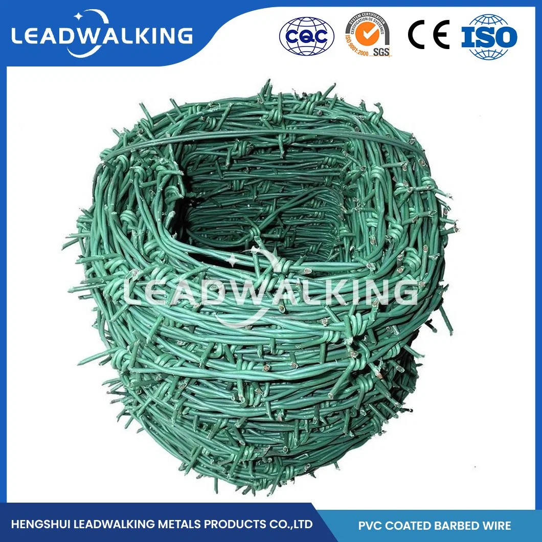 Leadwalking 250m/500m de fil barbelé galvanisé Fabricators ODM Caltrop galvanisé personnalisée des barbelés de la Chine 5 m de longueur de rouleau de fil barbelé recouvert de PVC