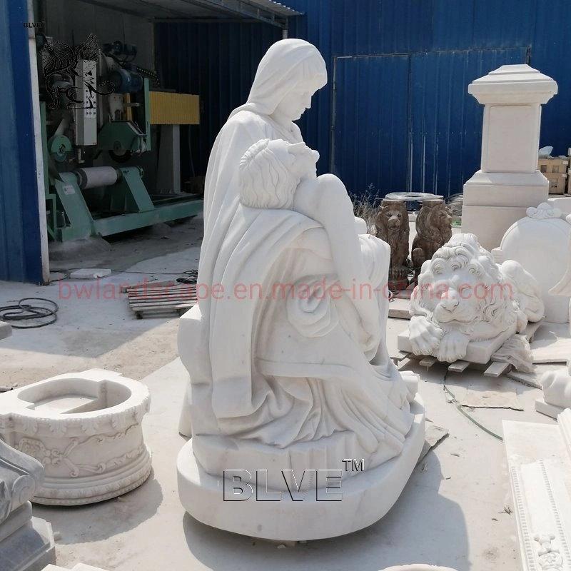 Blve Outdoor Handcarved Catholic Religious White Marble Pieta Statues