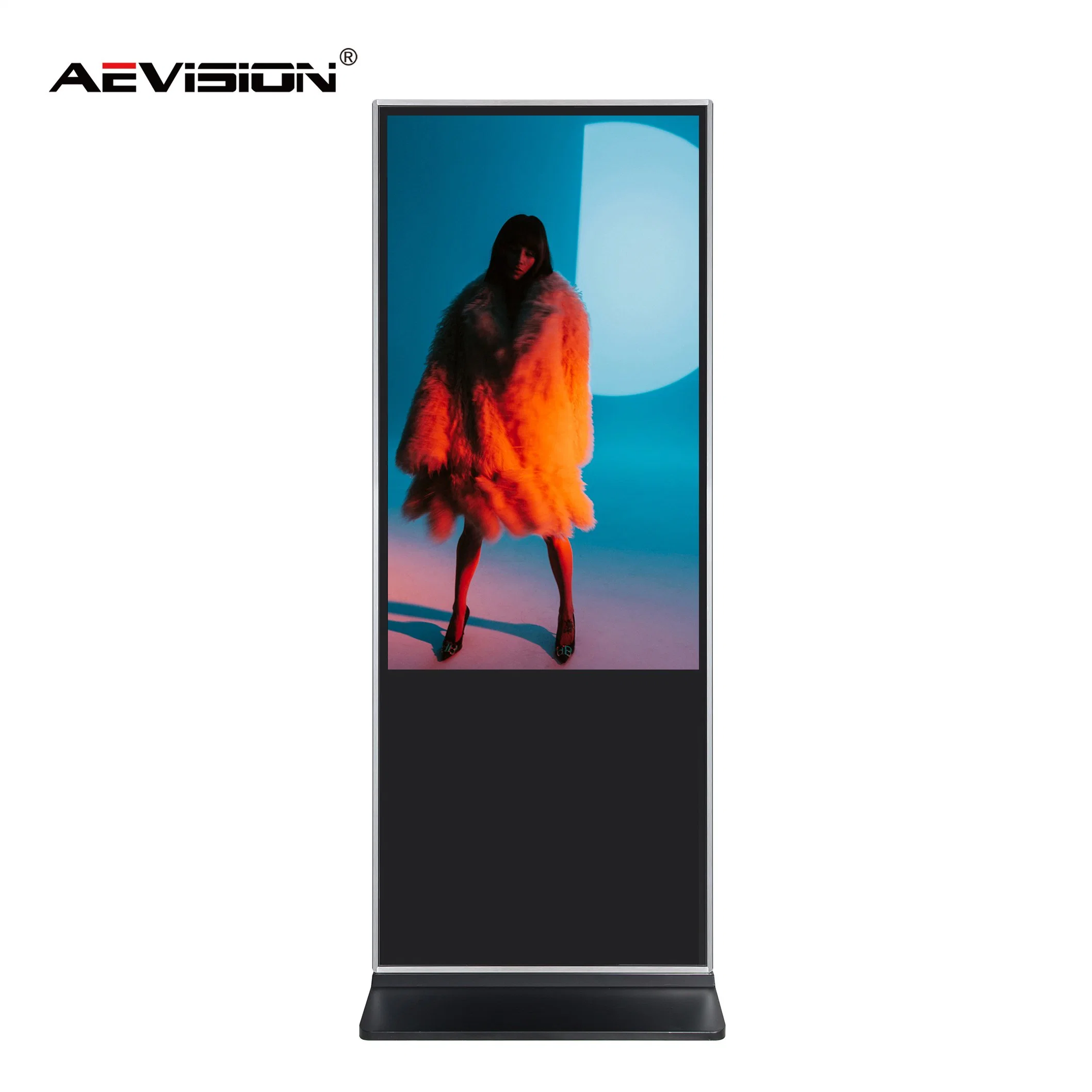 Floor Stand Player Full HD Advertising Screen Vertical Display Outdoor Standing LCD Digital Signage for Advertisement (43in, Black)