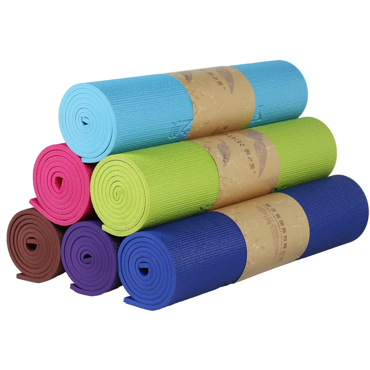 Hot Selling Fitness Natural Rubber Purple Color Exercise Mat 3mm PVC Yoga Mat with Strap