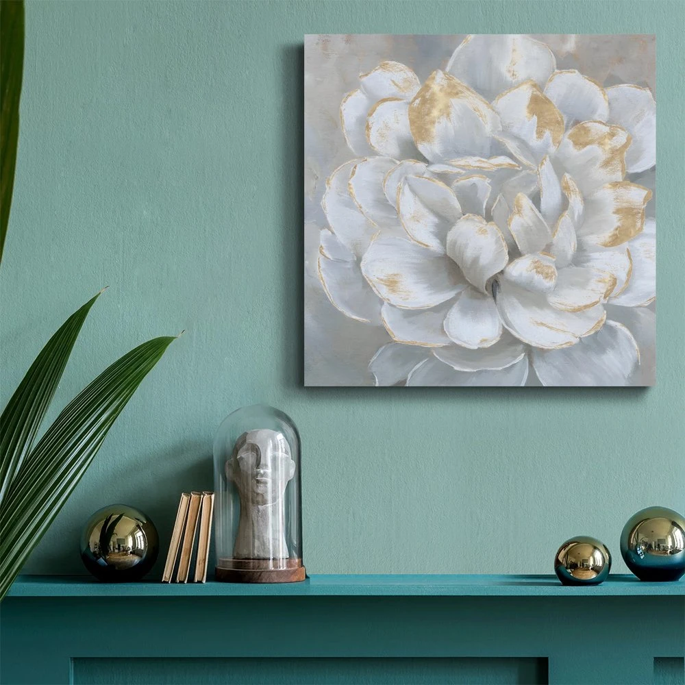 Hot Selling Sell Art Painting HD Print Floral Design Gold Foil Handmade Oil Painting for Home Decor