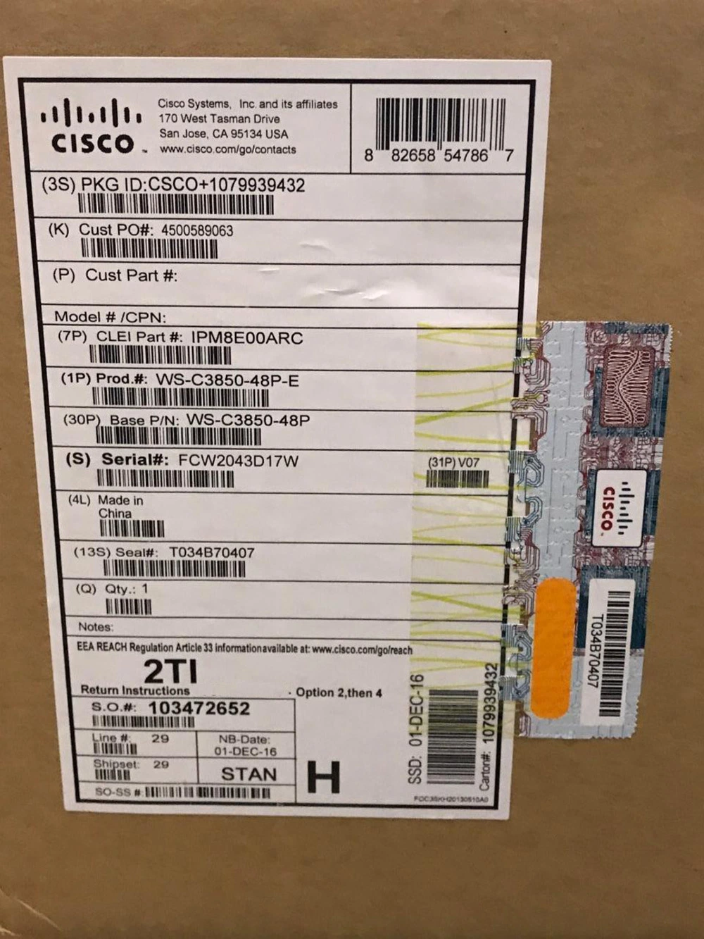 Cisco Ws-C3850-48xs-E Cisco Catalyst 3850 48 Port 10g Fiber Switch IP Services Ethernet Switch