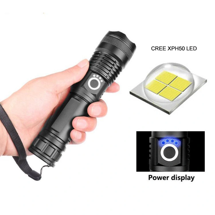 Aluminum20W Xhp50 LED USB Rechargeble Best Tactical Flashlight